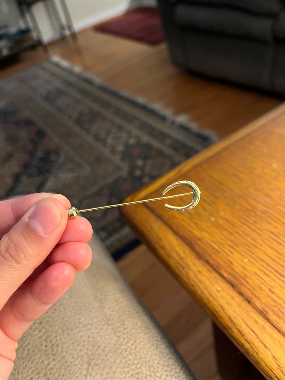 Vintage Signed Napier Gold Tone Horseshoe Stick Pin